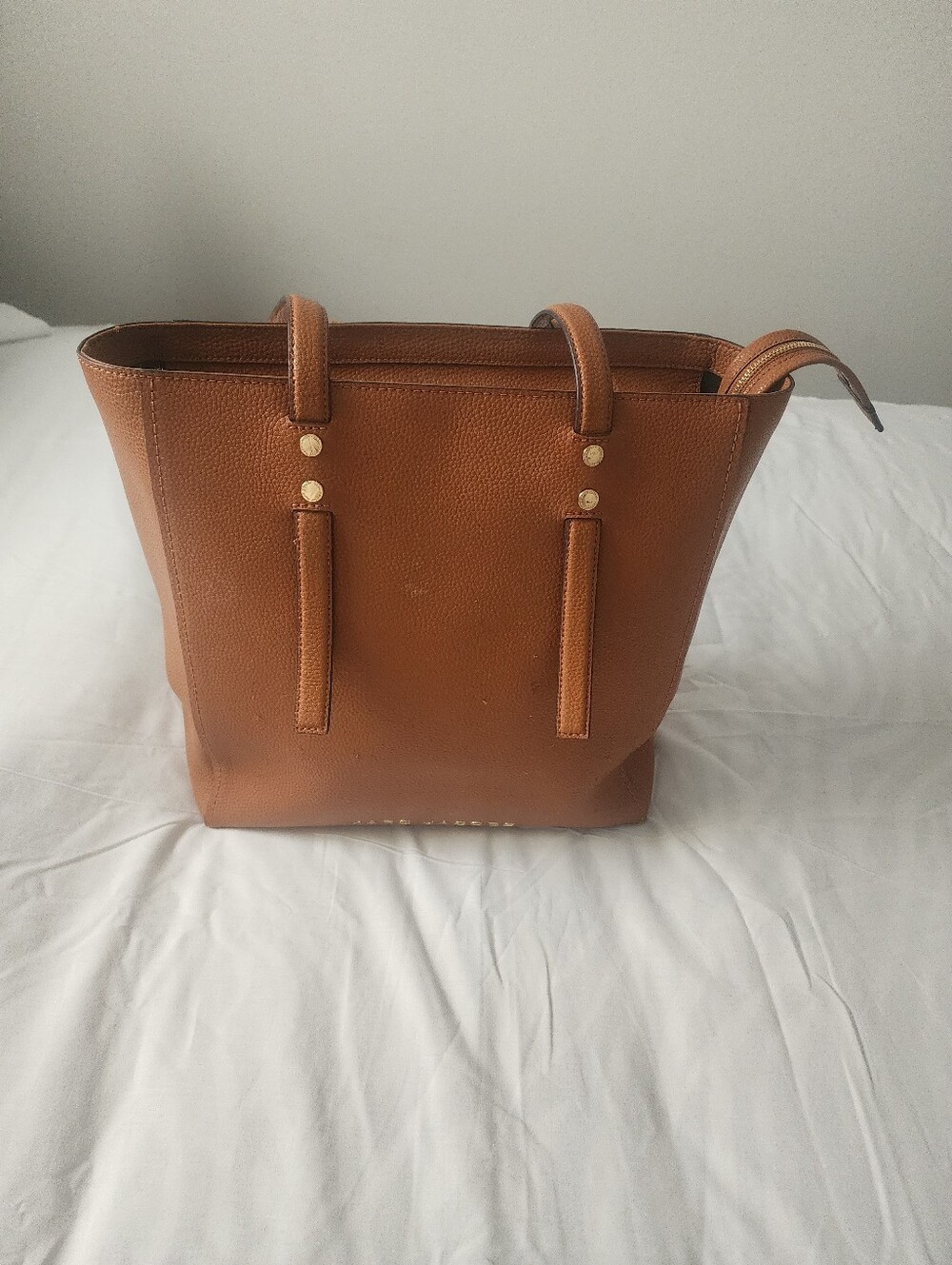 Marc Jacobs Tan Leather Tote with Gold-Tone Studs with Flaws